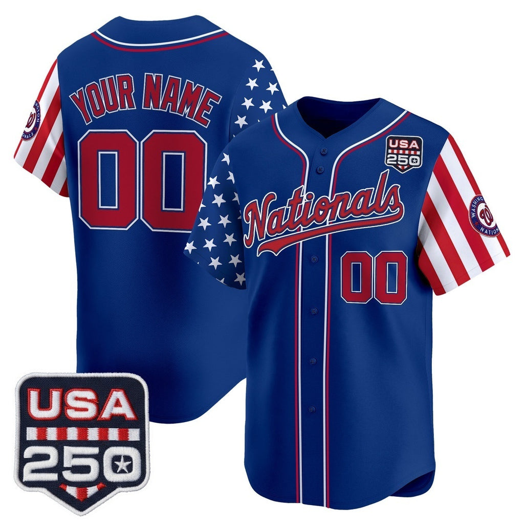 Custom Washington Nationals America 250 Edition Vapor Premier Limited Royal REYNOLDS Stitched Jerseys