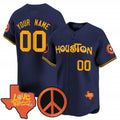 Custom Houston Astros Love Street & Peace Sign Patch Vapor Premier Limited Jersey V2 ¨C Navy REYNOLDS