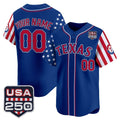 Custom Texas Rangers America 250 Edition Vapor Premier Limited Royal REYNOLDS Stitched Jerseys