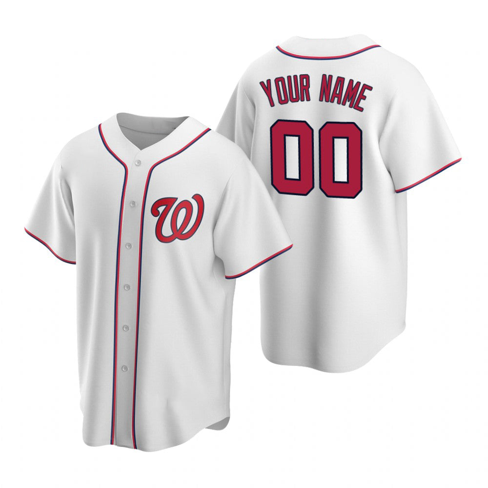 Custom Washington Nationals White REYNOLDS Stitched Cool Base Home Jersey