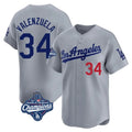 Los Angeles Dodgers #34 Fernando Valenzuela Player Gray REYNOLDS World Series Meet Limited Home Stitched Jerseys