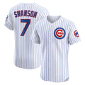 Chicago Cubs #7 Dansby Swanson White REYNOLDS Home Elite Jersey