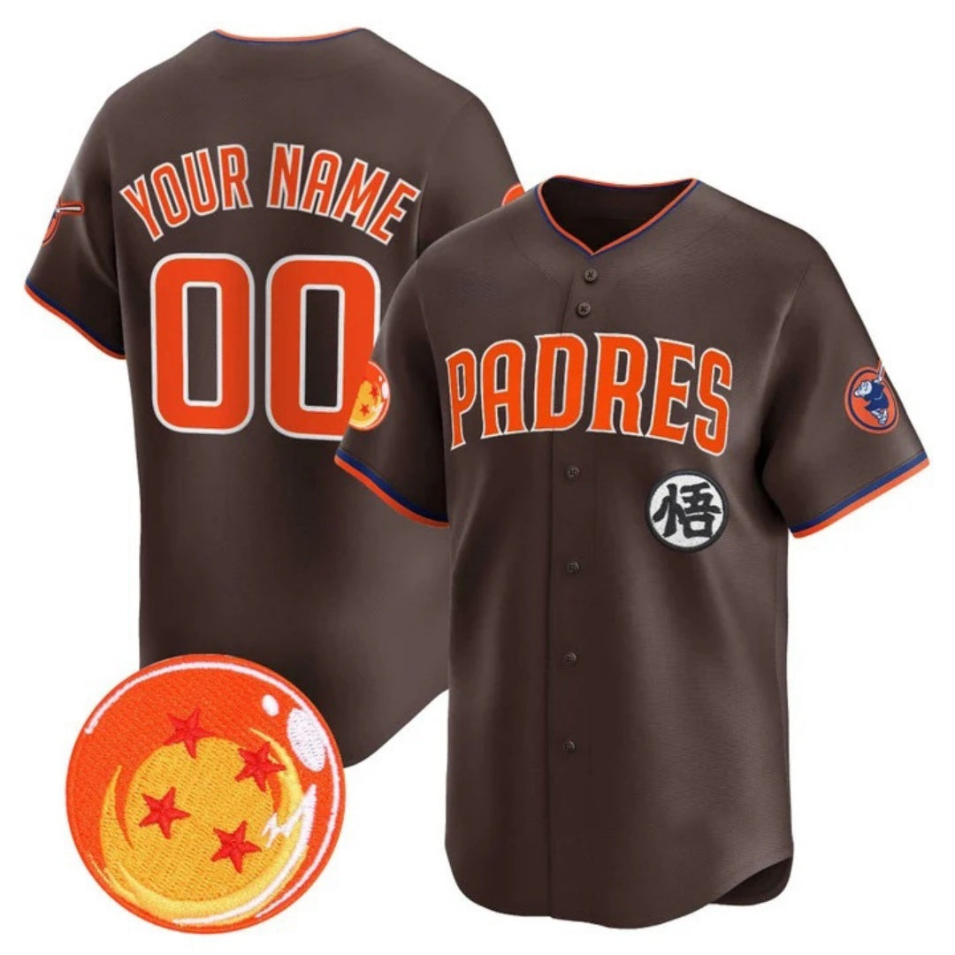 Custom San Diego Padres x Dragon Ball Brown REYNOLDS Vapor Premier Limited Jersey - All Stitched
