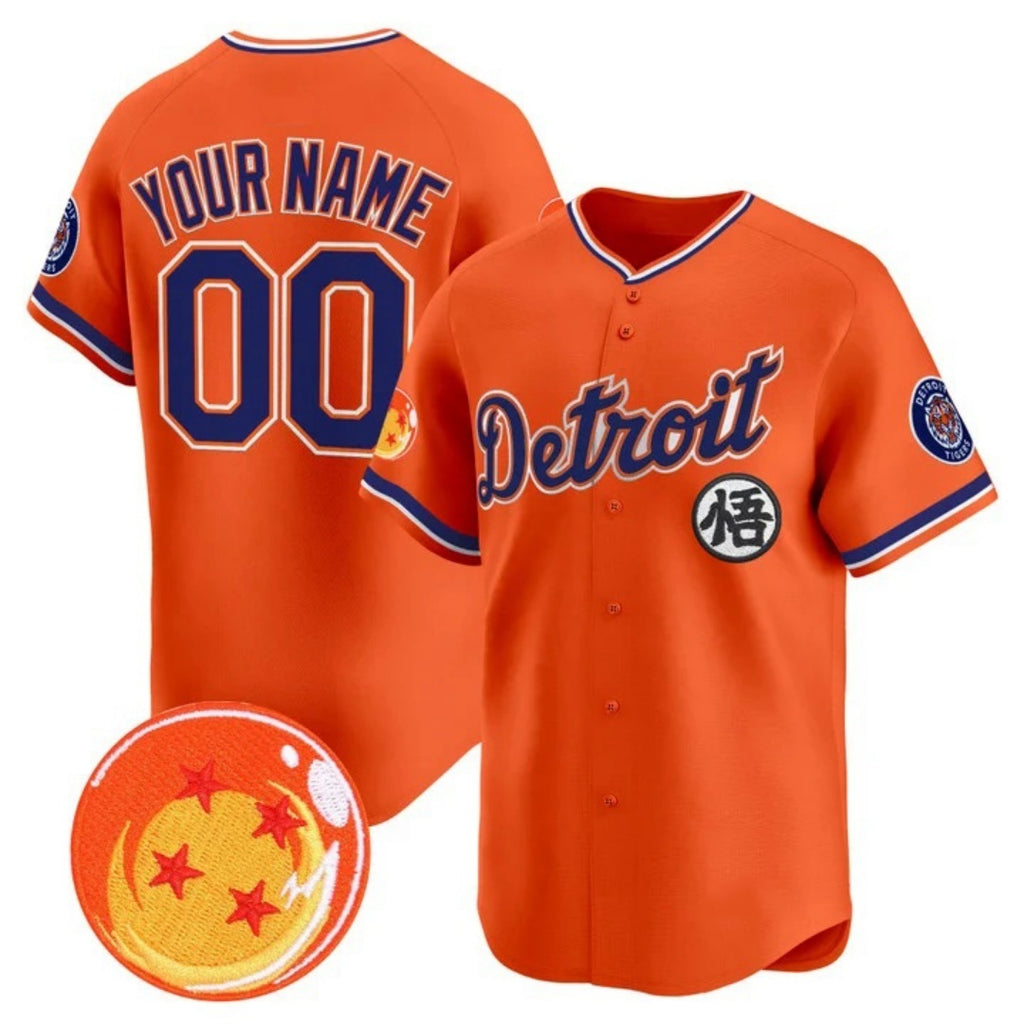 Custom Detroit Tigers x Dragon Ball Orange REYNOLDS Vapor Premier Limited Jersey - All Stitched