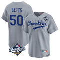 Los Angeles Dodgers #50 Mookie Betts Player Gray REYNOLDS World Series Game Limited Home Stitched Jerseys