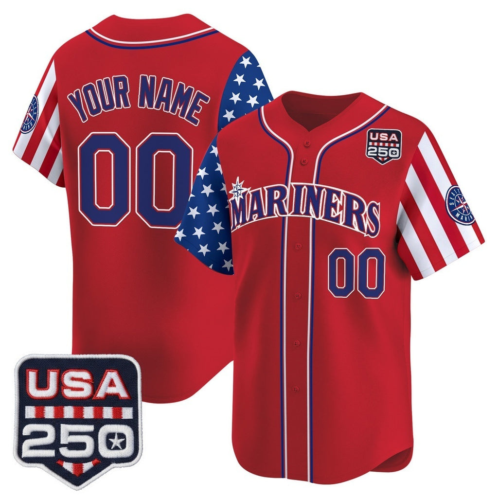 Custom Seattle Mariners America 250 Edition Vapor Premier Limited Red REYNOLDS Stitched Jerseys