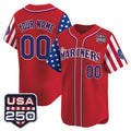 Custom Seattle Mariners America 250 Edition Vapor Premier Limited Red REYNOLDS Stitched Jerseys