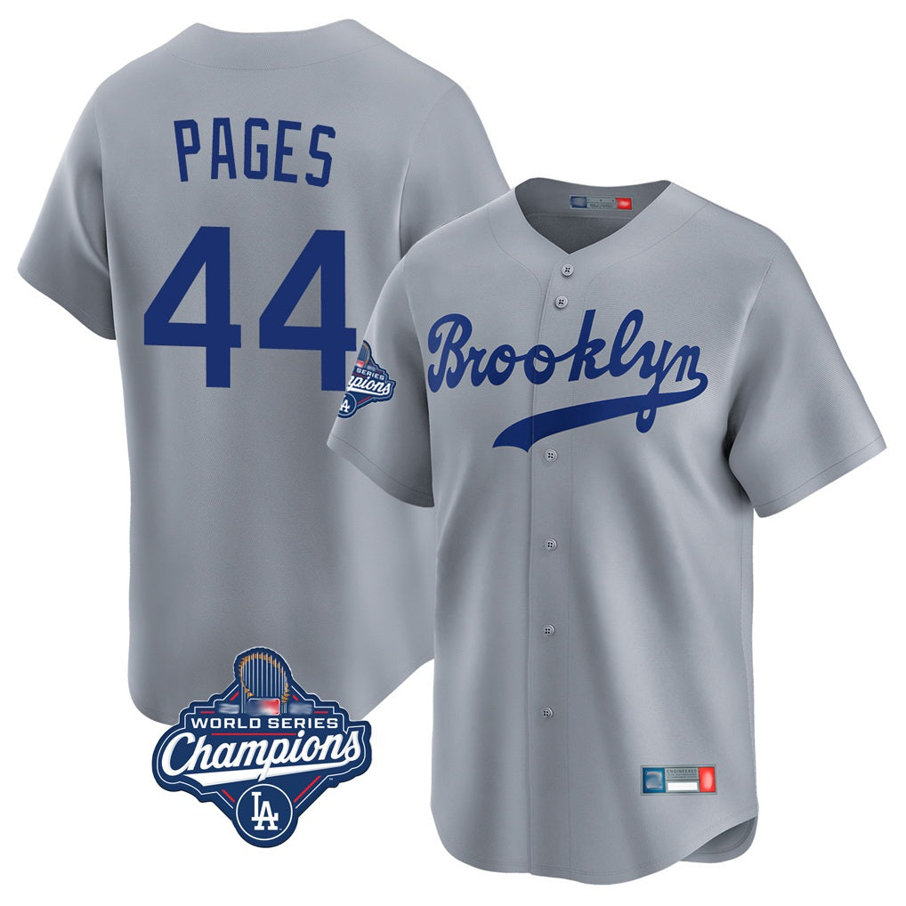 Los Angeles Dodgers #44 Andy Pages Player Gray REYNOLDS World Series Meet Game Limited Home Stitched Jerseys