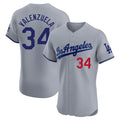Los Angeles Dodgers #34 Fernando Valenzuela Player Gray REYNOLDS Limited Elite Home Stitched Jerseys