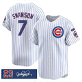 Chicago Cubs #7 Dansby Swanson White REYNOLDS Pinstripe 'Ryne Sandberg Tribute' Vapor Limited V3 Stitched Jersey