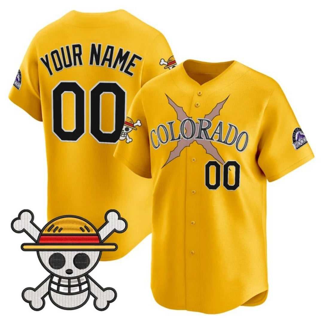 Custom Colorado Rockies x One Piece Gold REYNOLDS Vapor Premier Limited Jersey - Stitched
