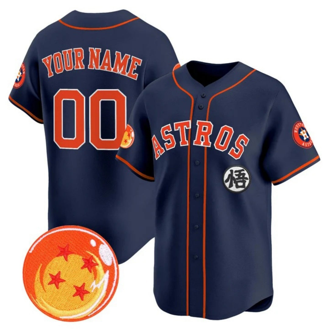 Custom Houston Astros x Dragon Ball Navy REYNOLDS Vapor Premier Limited Jersey - All Stitched