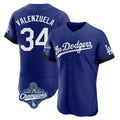 Los Angeles Dodgers #34 Fernando Valenzuela Player Royal REYNOLDS World Series Meet City Connect Elite Home Stitched Jerseys
