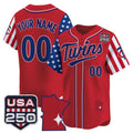 Custom Minnesota Twins America 250 Edition Vapor Premier Limited Red REYNOLDS Stitched Jerseys