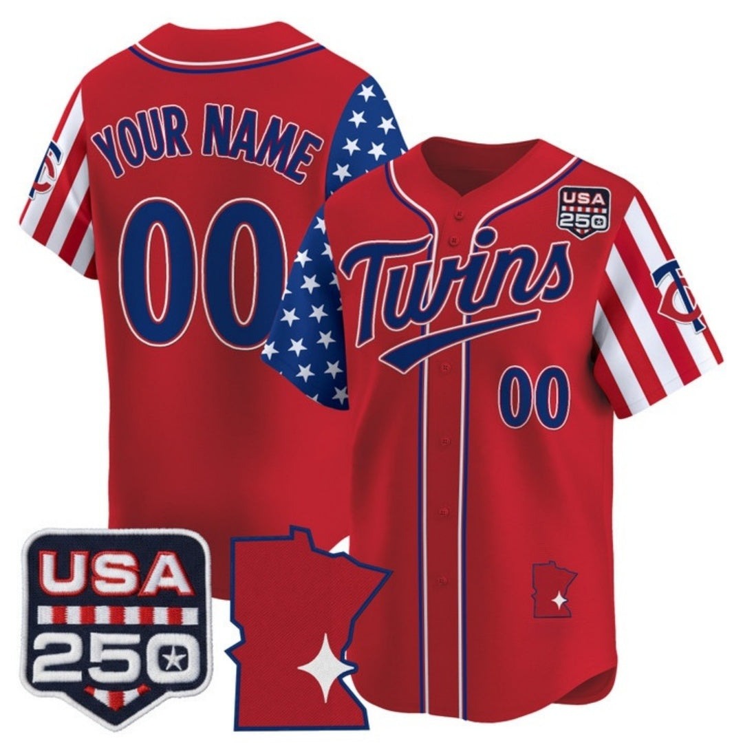 Custom Minnesota Twins America 250 Edition Vapor Premier Limited Red REYNOLDS Stitched Jerseys