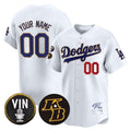 Custom Los Angeles Dodgers Vin Patch & Kobe Bryant Signature Vapor Premier Limited Jersey ¨C White REYNOLDS