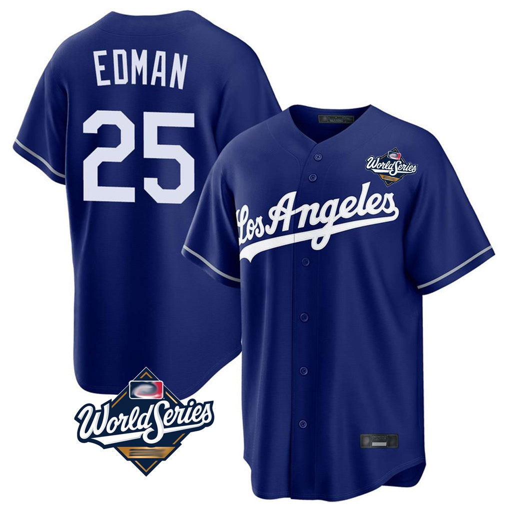 Los Angeles Dodgers #25 Tommy Edman Player Royal REYNOLDS World Series Game Stitched Jerseys