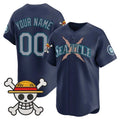 Custom Seattle Mariners x One Piece Navy REYNOLDS Vapor Premier Limited Jersey - Stitched