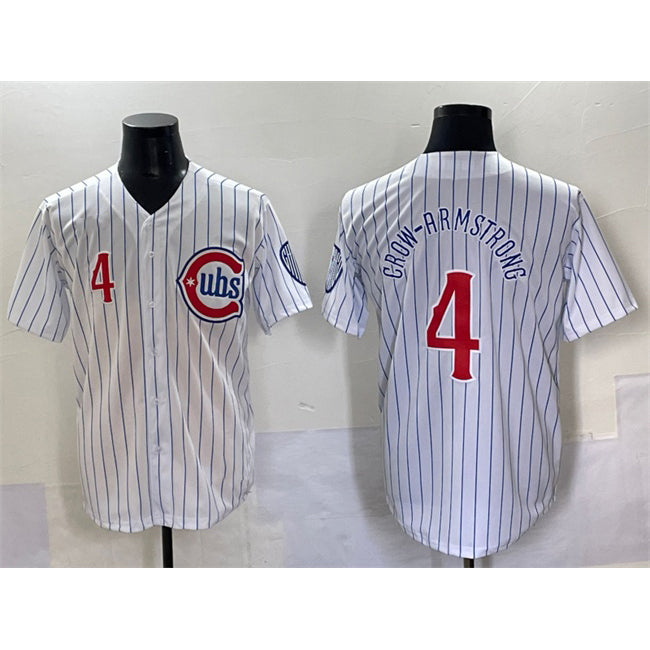 Chicago Cubs #4 Pete Crow-Armstrong White REYNOLDS Pinstripe 2nd Alternate Limited Stitched Jersey
