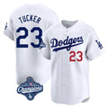 Los Angeles Dodgers #23 Kyle Tucker Player White REYNOLDS World Series Meet Limited Home Stitched Jerseys