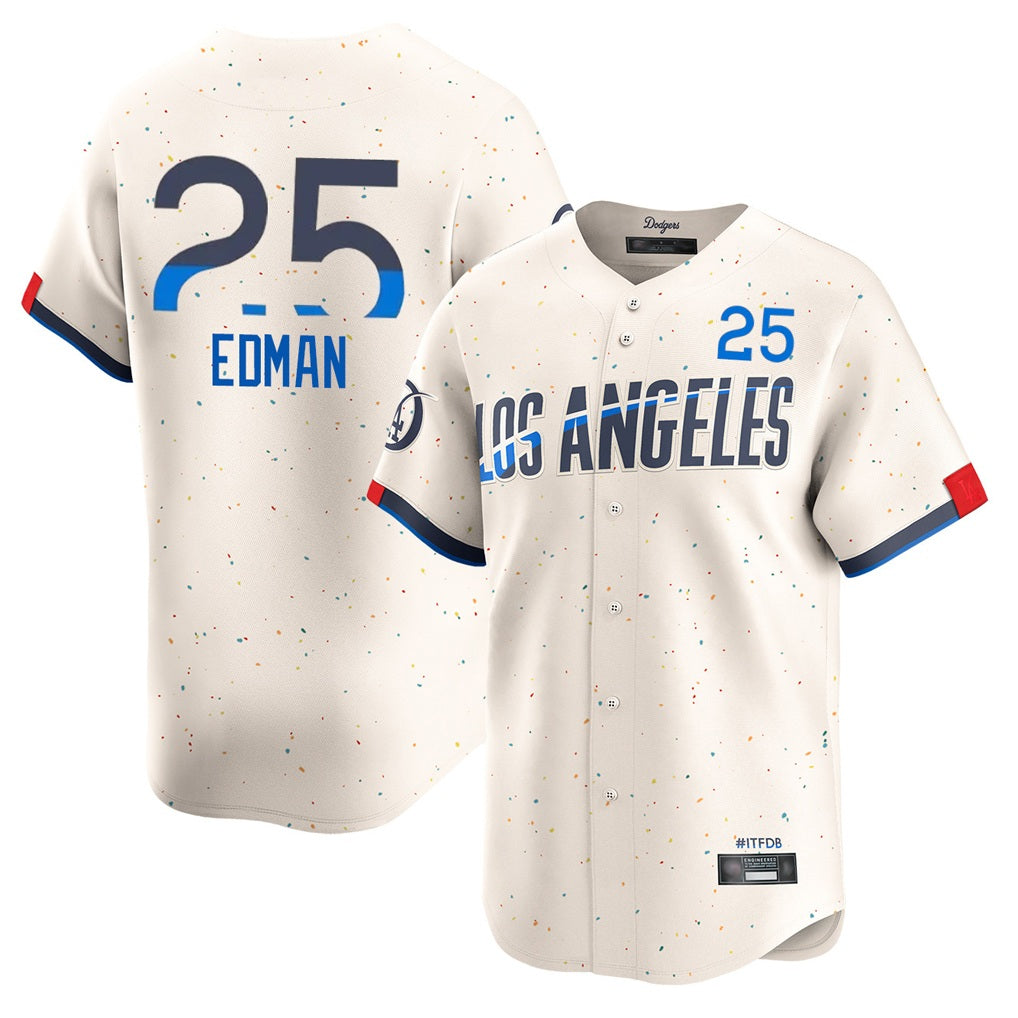 Los Angeles Dodgers #25 Tommy Edman Player Cream REYNOLDS City Connect Limited Home Stitched Jerseys