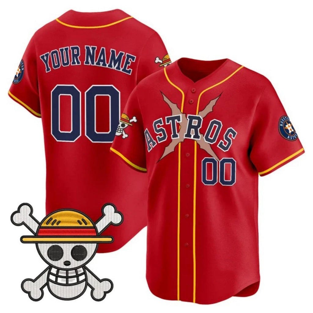 Custom Houston Astros x One Piece Red REYNOLDS Vapor Premier Limited Jersey - Stitched