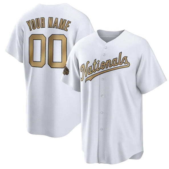 Custom Washington Nationals draft Player White REYNOLDS 2022 All-Star Cool Base Stitched Jersey