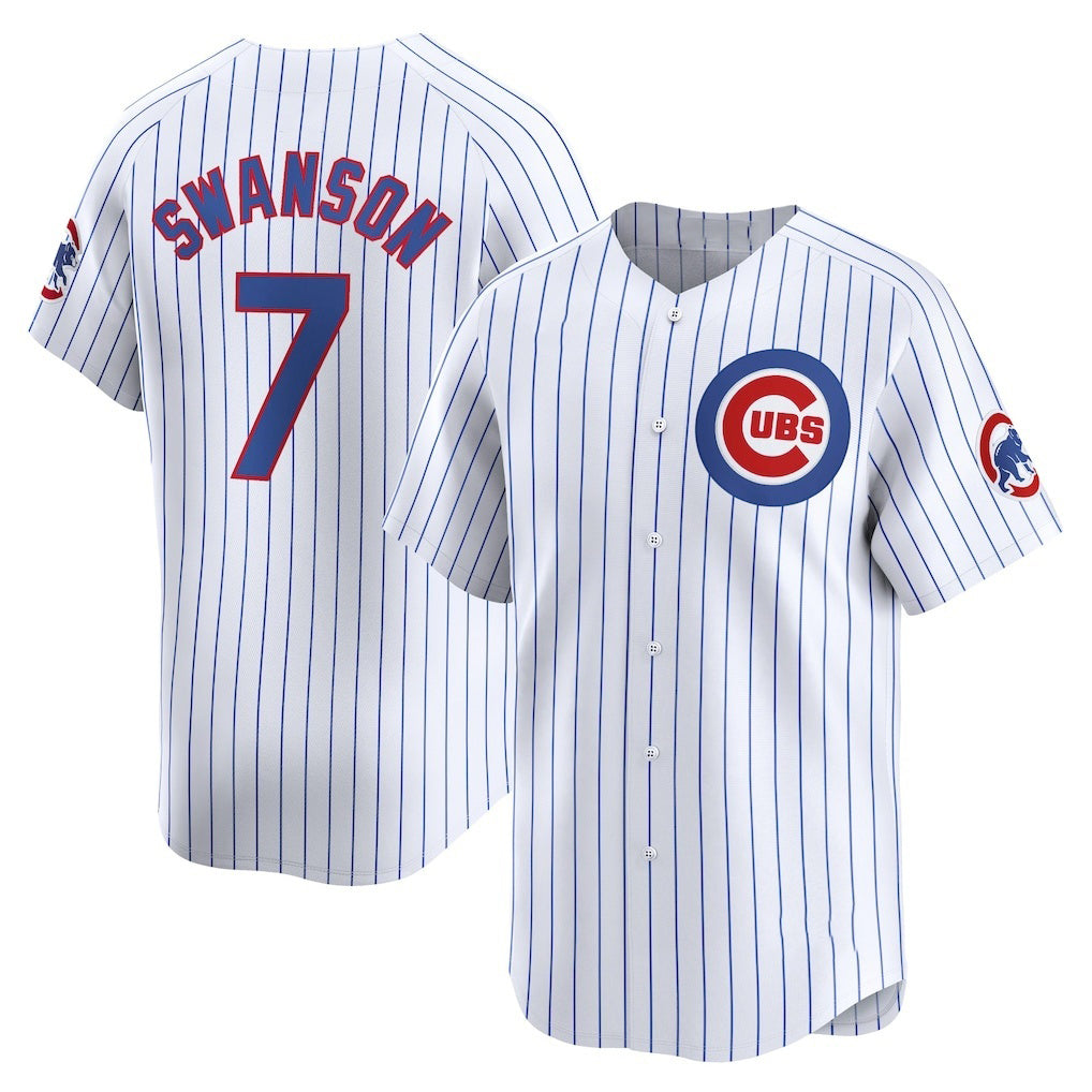 Chicago Cubs #7 Dansby Swanson White REYNOLDS Home Limited Player Jersey