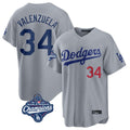 Los Angeles Dodgers #34 Fernando Valenzuela Player Gray REYNOLDS World Series Meet Game Home Stitched Jerseys