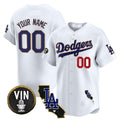 Custom Los Angeles Dodgers Vin & California Patch Gold Trim Vapor Premier Limited Jersey ¨C White REYNOLDS