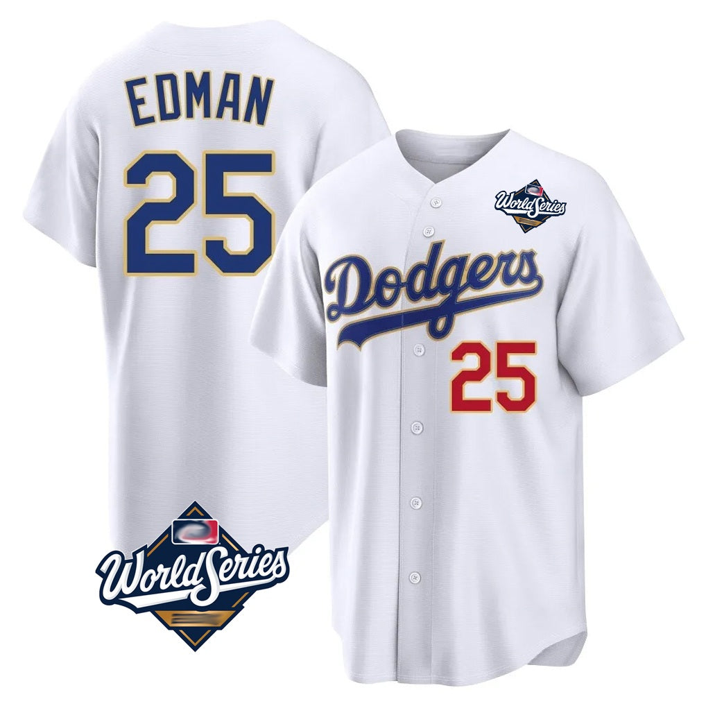 Los Angeles Dodgers #25 Tommy Edman Player Gold White REYNOLDS World Series 2026 Collection Stadium Limited Stitched Jerseys