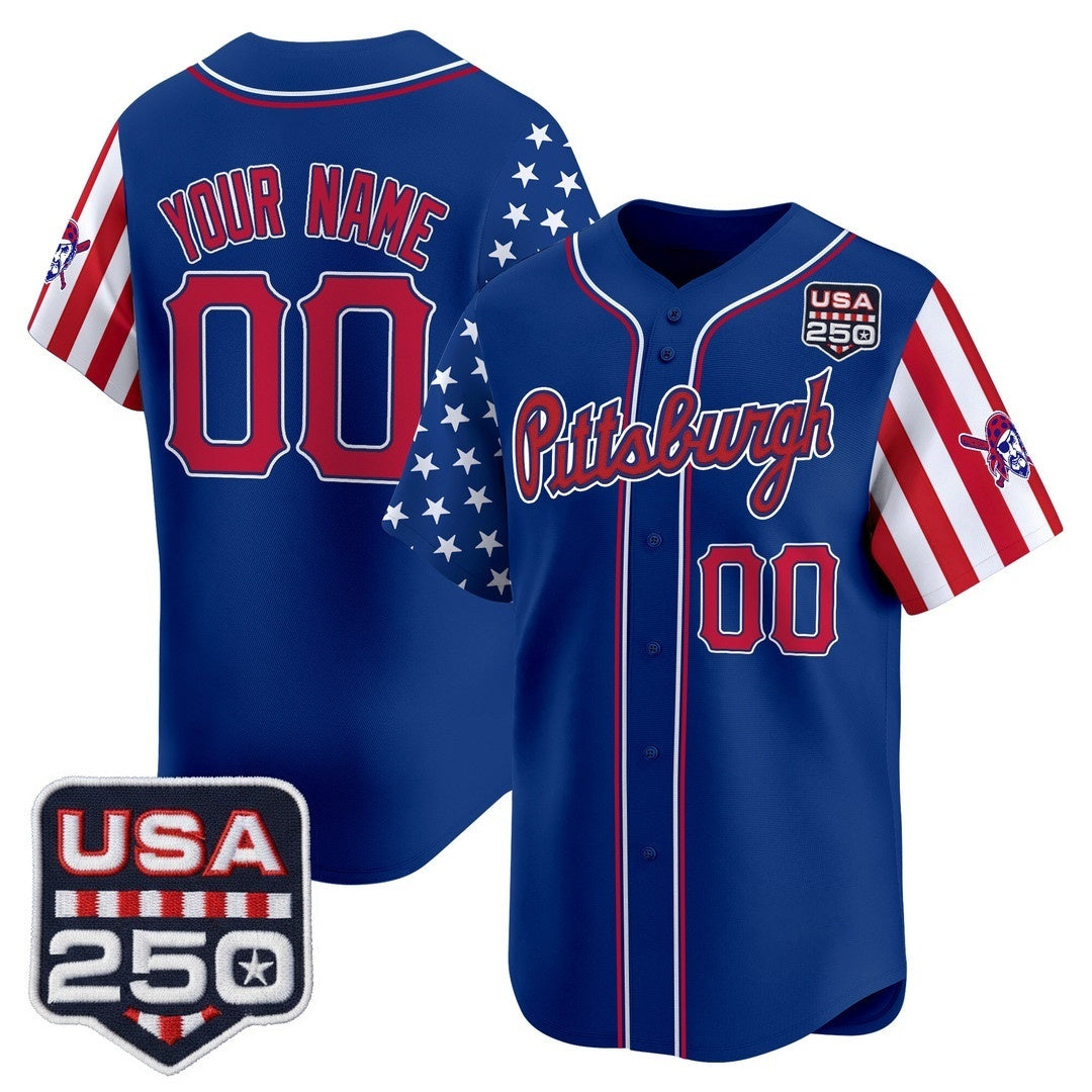 Custom Pittsburgh Pirates America 250 Edition Vapor Premier Limited Royal REYNOLDS Stitched Jerseys
