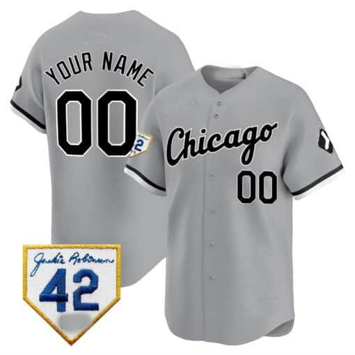 Custom Chicago White Sox 2024 Jackie Robinson Patch Vapor Premier Limited Jersey ¨C Gray REYNOLDS