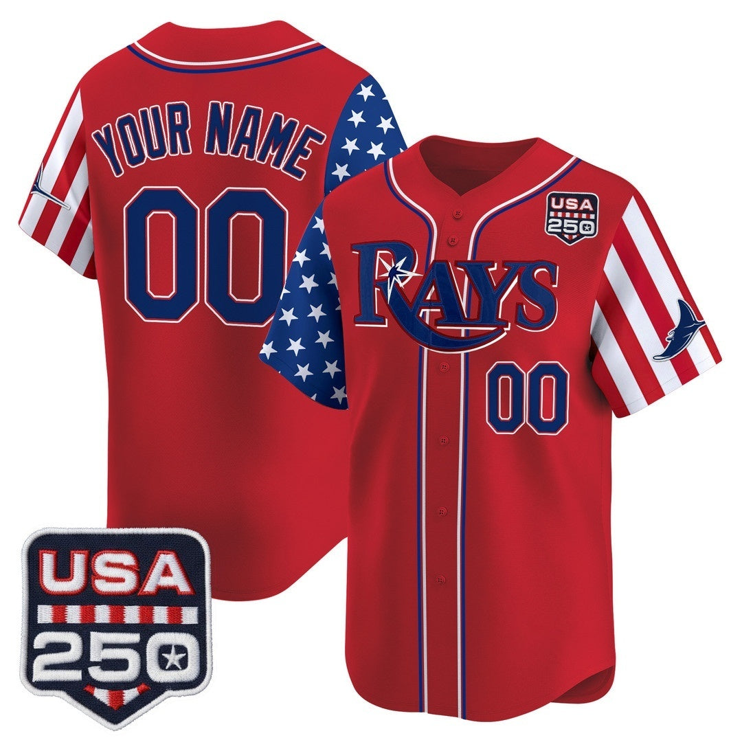 Custom Tampa Bay Rays America 250 Edition Vapor Premier Limited Red REYNOLDS Stitched Jerseys