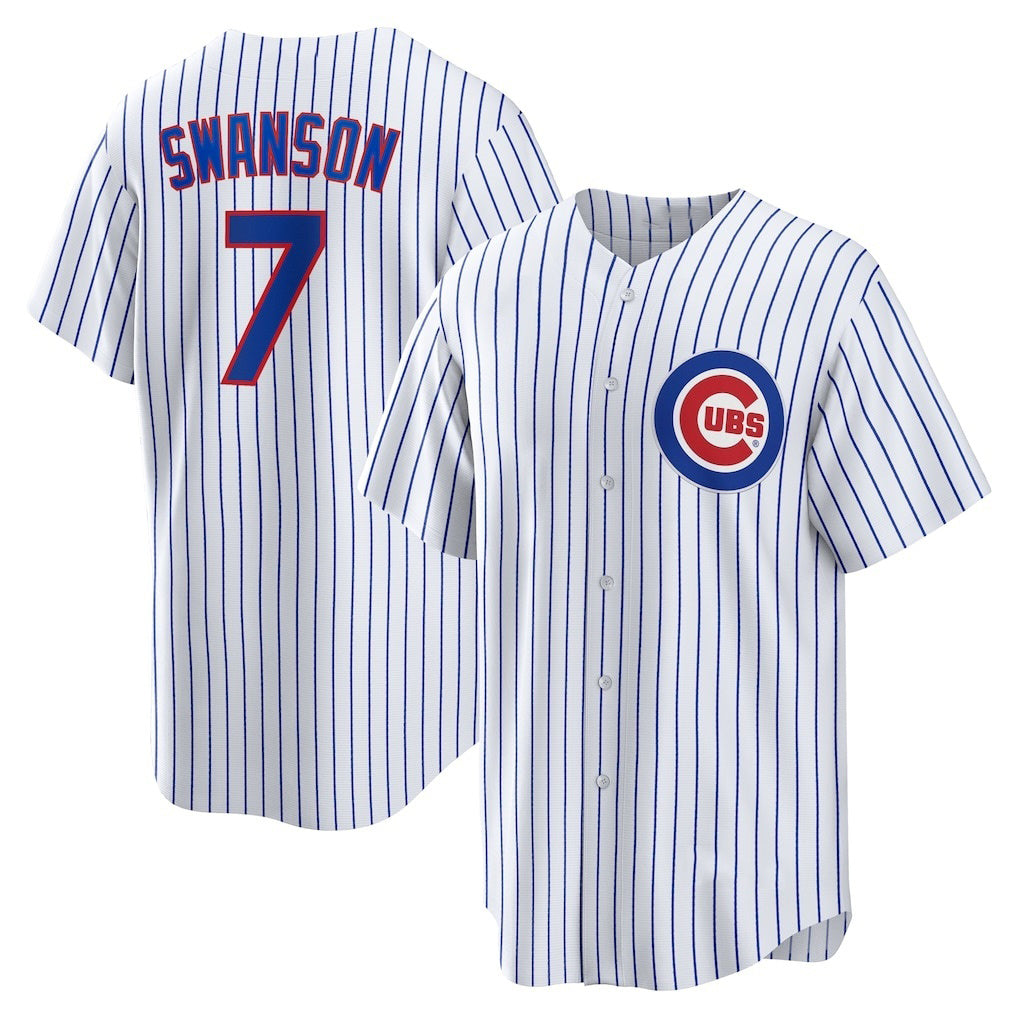 Chicago Cubs #7 Dansby Swanson White REYNOLDS Replica Player Jersey