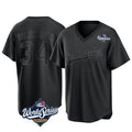 Los Angeles Dodgers #34 Fernando Valenzuela Player Black REYNOLDS World Series Pitch Fashion T-shirt Stitched Jerseys
