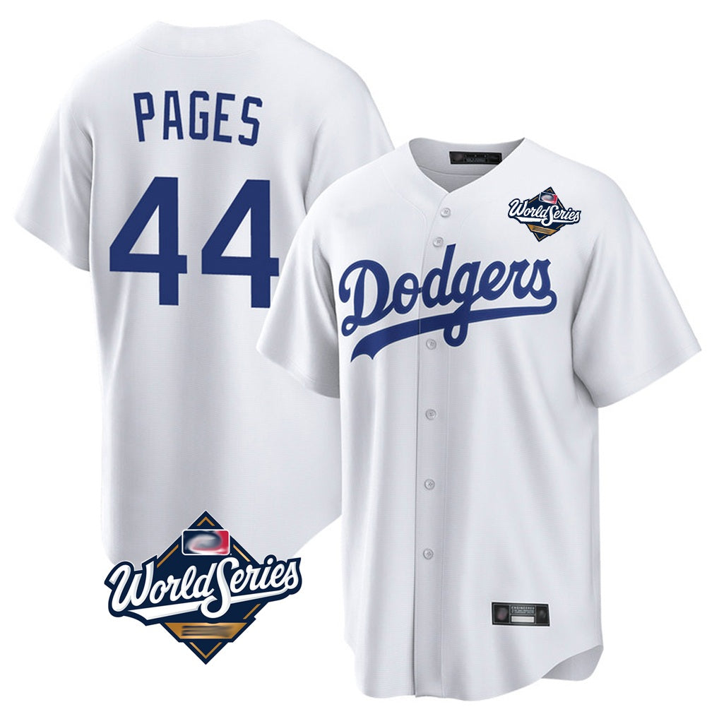 Los Angeles Dodgers #44 Andy Pages Player White REYNOLDS World Series Game Home Stitched Jerseys