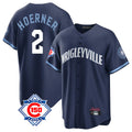 Chicago Cubs #2 Nico Hoerner Player Navy REYNOLDS 150th Anniversary City Connect Home Game Stitched Jerseys
