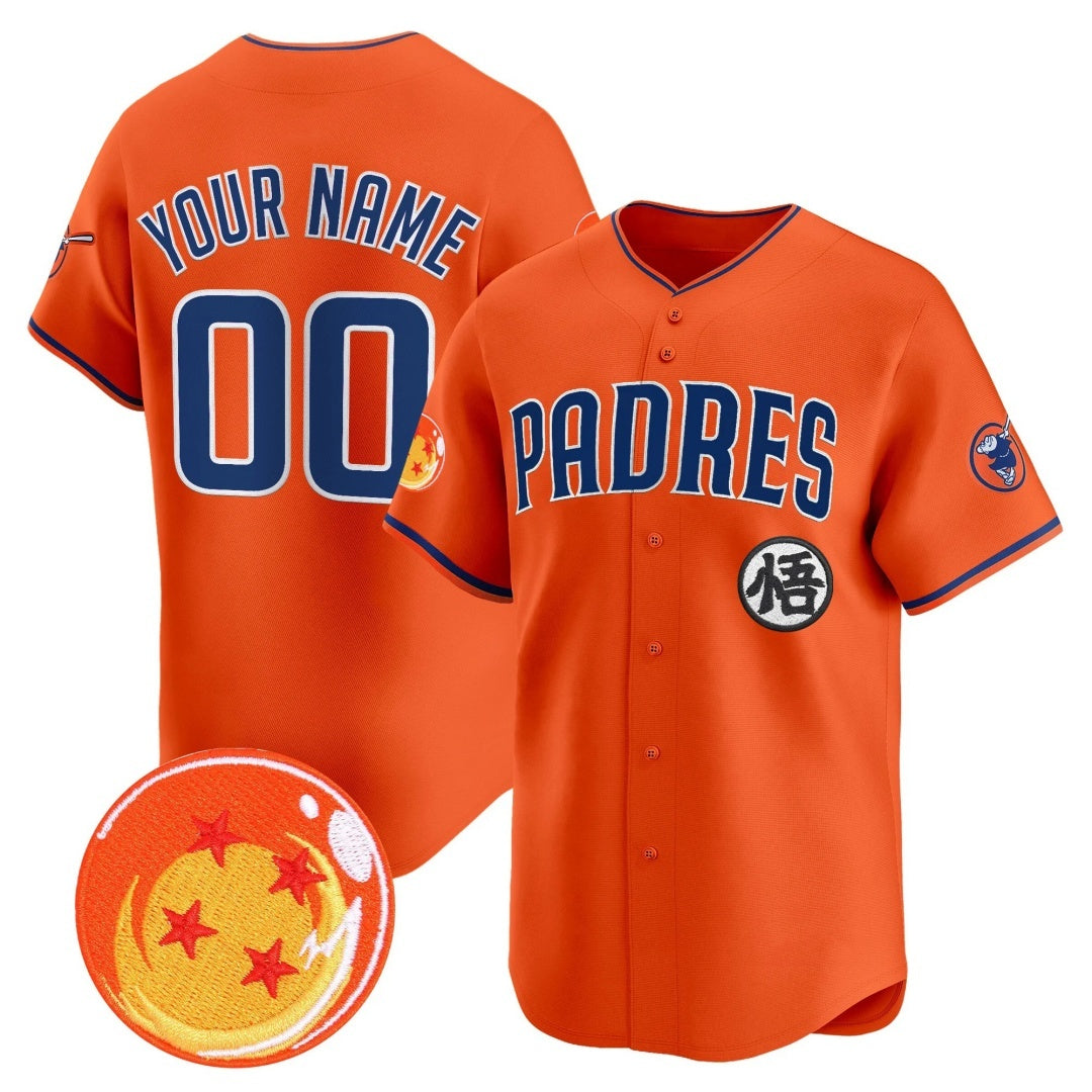 Custom San Diego Padres x Dragon Ball Orange REYNOLDS Vapor Premier Limited Jersey - All Stitched
