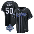 Los Angeles Dodgers #50 Mookie Betts Player Black REYNOLDS World Series Meet Carbon Limited Home Stitched Jerseys