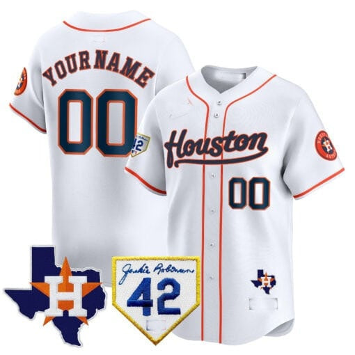 Custom Houston Astros 2024 Jackie Robinson Patch Vapor Premier Limited Jersey ¨C White 2 REYNOLDS