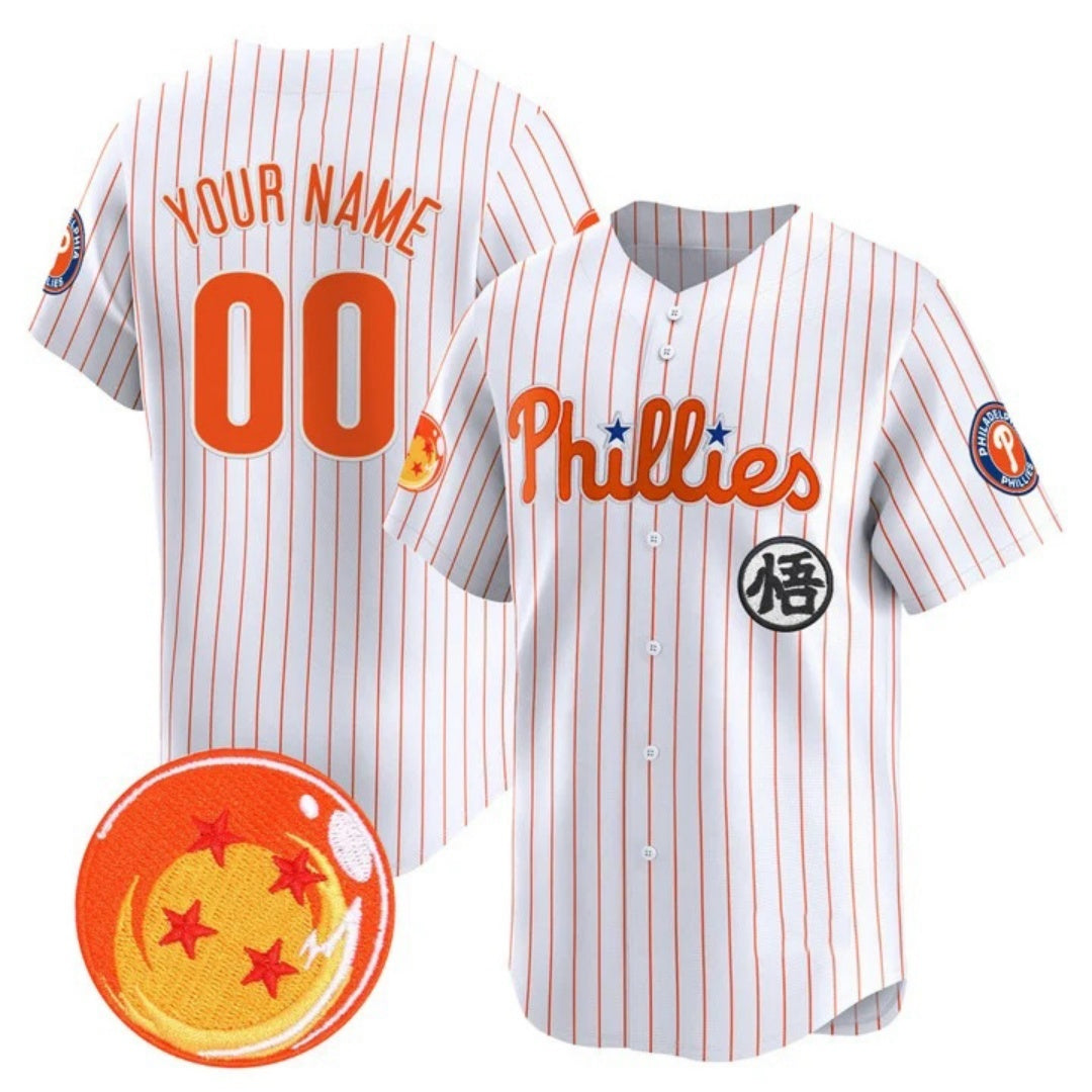 Custom Philadelphia Phillies x Dragon Ball White REYNOLDS Vapor Premier Limited Jersey - All Stitched