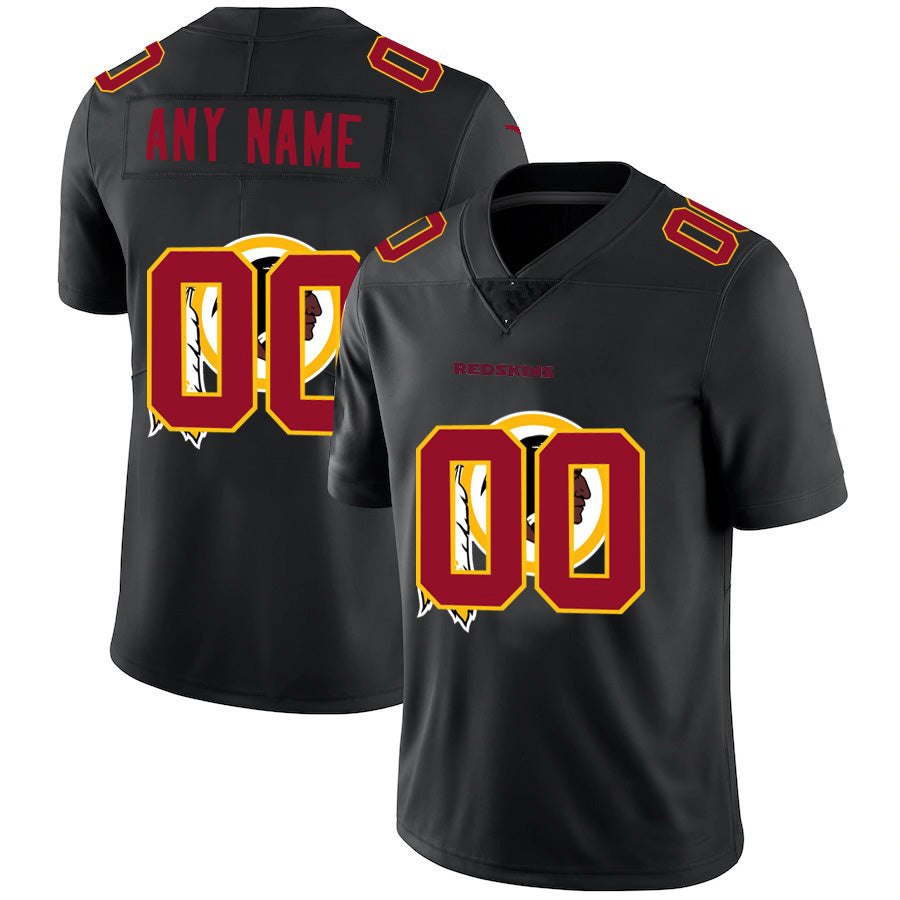 Custom W.Redskins Black REYNOLDS Team Logo Dual Overlap Limited Jersey
