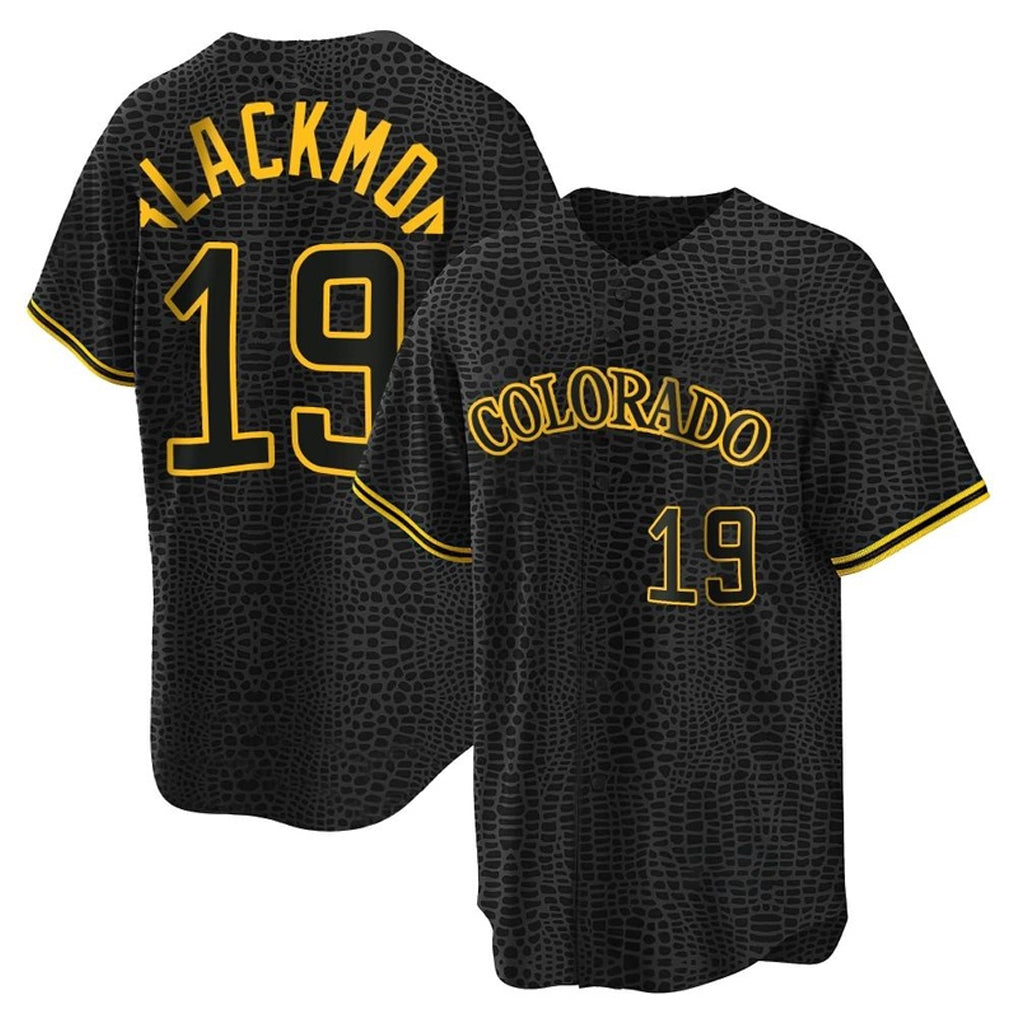 Colorado Rockies #19 Charlie Blackmon Player Black REYNOLDS Snake Skin City Home Game Stitched Jerseys
