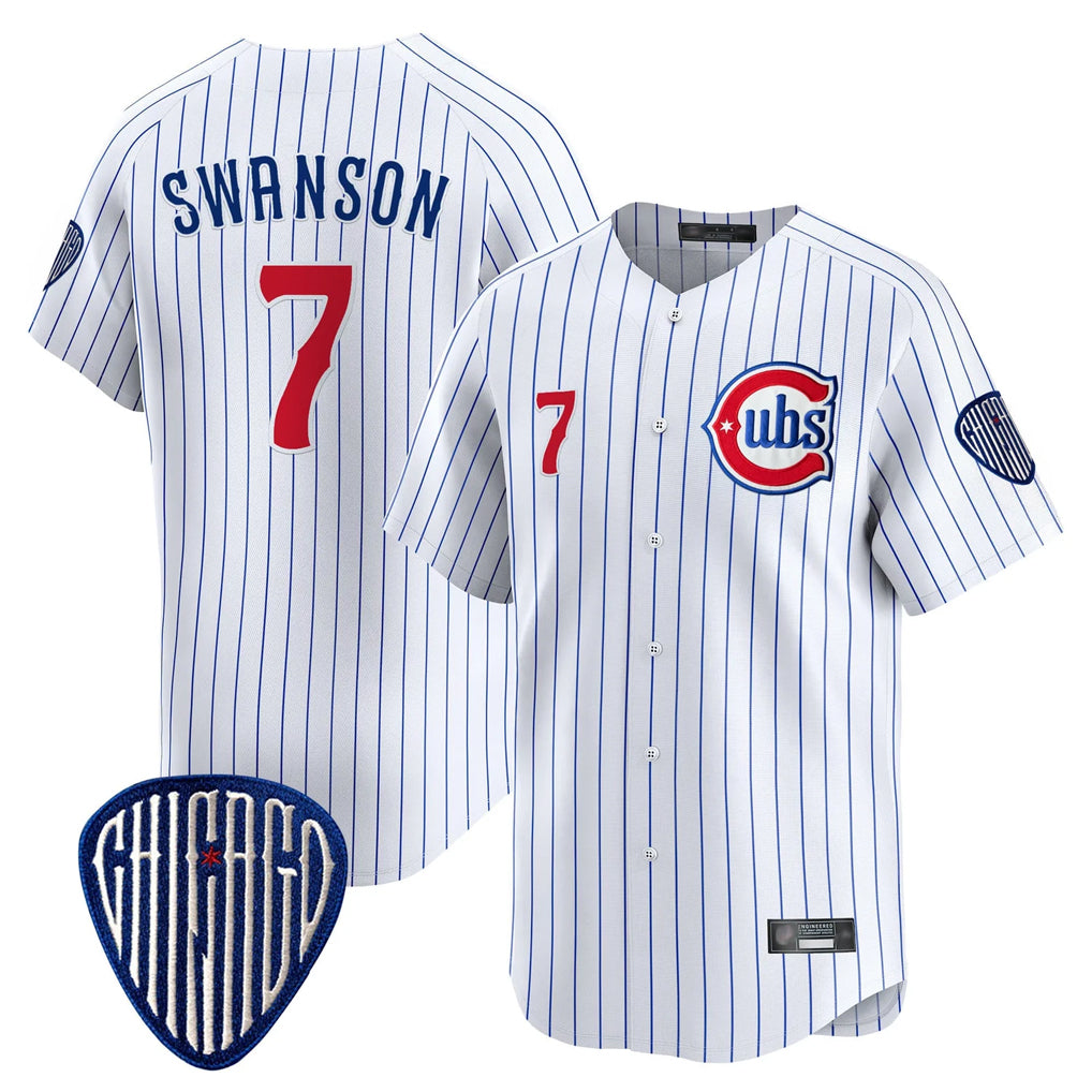 Chicago Cubs #7 Dansby Swanson Player White REYNOLDS Pinstripe Vapor Premier Limited Home Stitched Jerseys