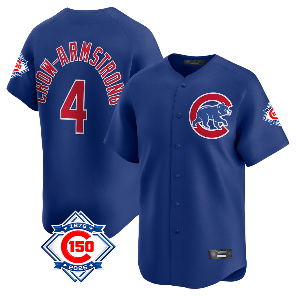Chicago Cubs #4 Pete Crow-Armstrong Player Royal REYNOLDS 150th Anniversary Limited Home Stitched Jerseys