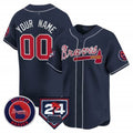 Custom Atlanta Braves 2024 Spring Training Patch Vapor Premier Limited Jersey ¨C Navy REYNOLDS