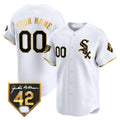 Custom Chicago White Sox 2024 Jackie Robinson Patch Vapor Premier Limited Jersey ¨C White Gold REYNOLDS