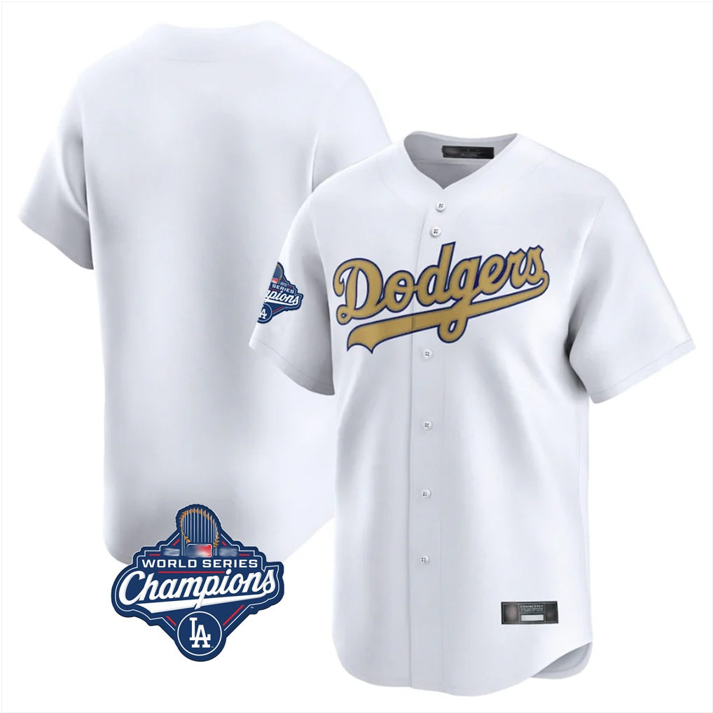 Los Angeles Dodgers Blank Player White Gold REYNOLDS Collection Limited Home World Series Meet Stitched Jerseys