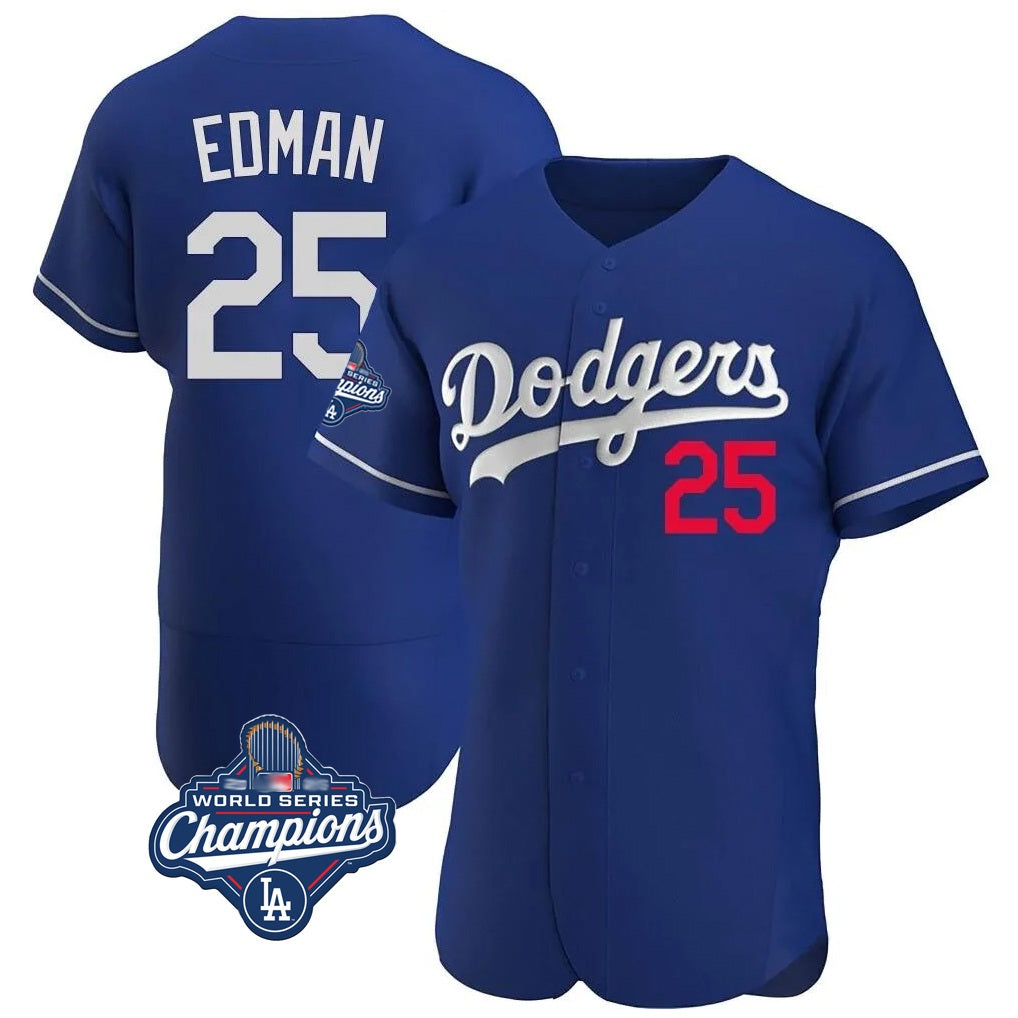 Los Angeles Dodgers #25 Tommy Edman Player Royal REYNOLDS World Series Meet Limited Elite Home Stitched Jerseys